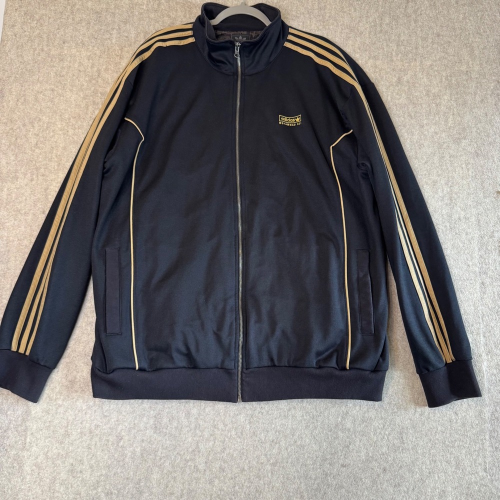 Vintage Adidas Muhammad Ali Track Jacket Mens 2XL Black Gold Boxing